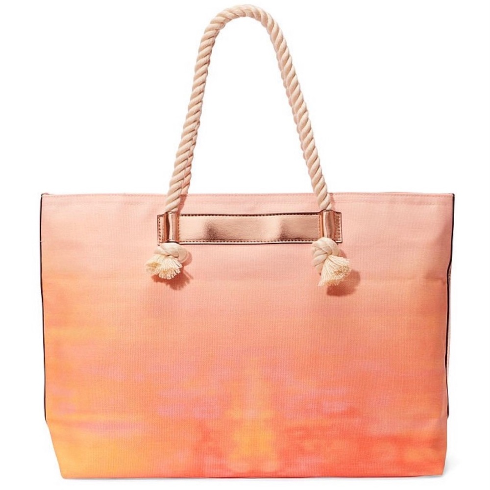 Orange Victoria Secret Bag Tote Canvas - Picture 3 of 10